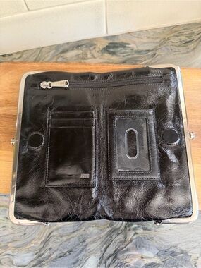 HOBO Black Leather Frame Wallet Organizer with Card ID Window